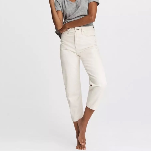Rag and Bone 90s High Rise Straight Relaxed Fit Light Jean Shell Crop Ankle 32 - Picture 1 of 16